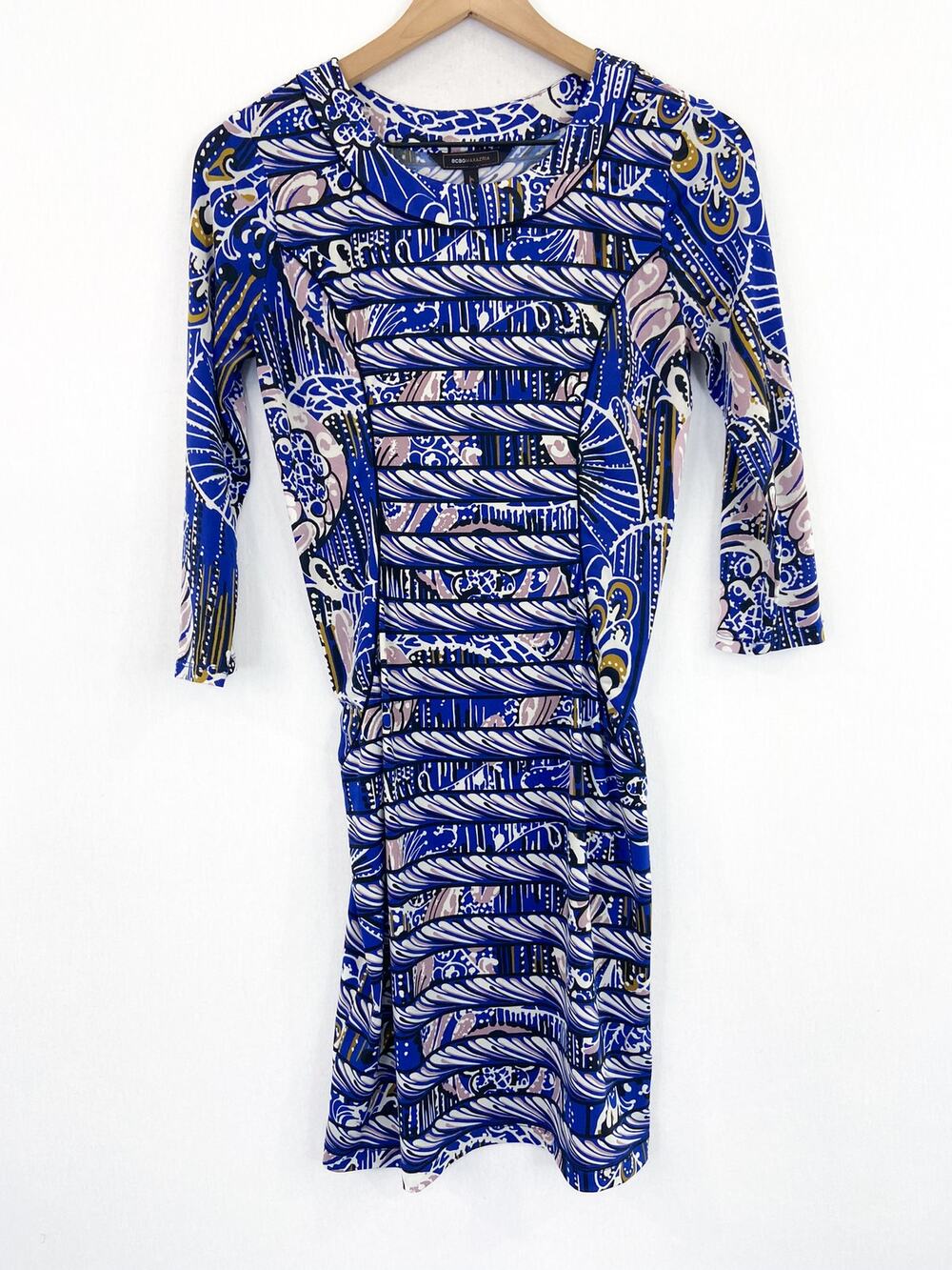 BCBGMaxazria Women's Blue Floral Bodycon Stretch Dress size XS